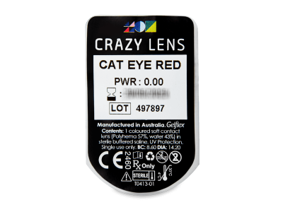 CRAZY LENS - Cat Eye Red - Tageslinsen ohne Stärke (2 Linsen) - Blister Vorschau