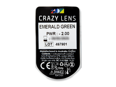 CRAZY LENS - Emerald Green - Tageslinsen mit Stärke (2 Linsen) - Blister Vorschau
