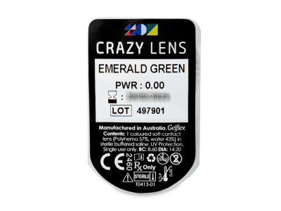 CRAZY LENS - Emerald Green - Tageslinsen ohne Stärke (2 Linsen) - Blister Vorschau