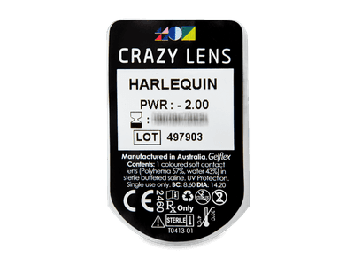 CRAZY LENS - Harlequin - Tageslinsen mit Stärke (2 Linsen) - Blister Vorschau