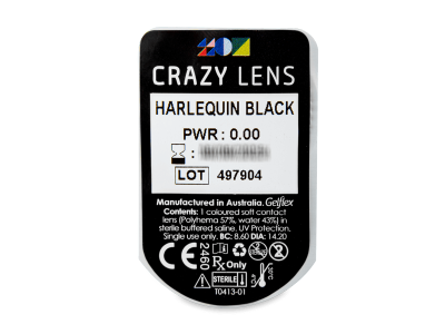 CRAZY LENS - Harlequin Black - Tageslinsen ohne Stärke (2 Linsen) - Blister Vorschau