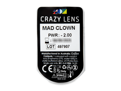 CRAZY LENS - Mad Clown - Tageslinsen mit Stärke (2 Linsen) - Blister Vorschau