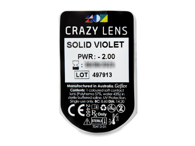 CRAZY LENS - Solid Violet - Tageslinsen mit Stärke (2 Linsen) - Blister Vorschau