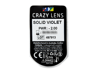 CRAZY LENS - Solid Violet - Tageslinsen mit Stärke (2 Linsen) - Blister Vorschau