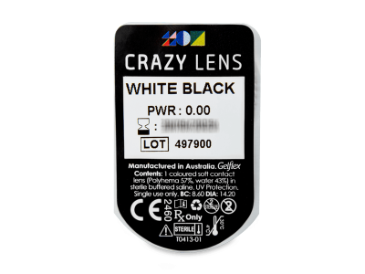 CRAZY LENS - White Black - Tageslinsen ohne Stärke (2 Linsen) - Blister Vorschau