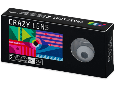 CRAZY LENS - White Black - Tageslinsen ohne Stärke (2 Linsen)