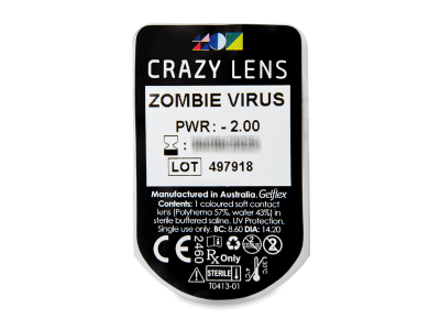 CRAZY LENS - Zombie Virus - Tageslinsen mit Stärke (2 Linsen) - Blister Vorschau