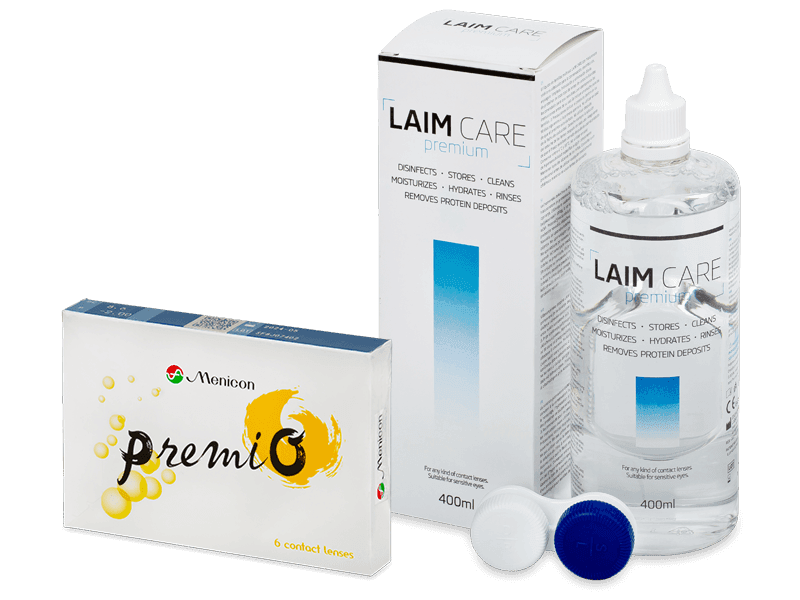 Menicon PremiO (6 Linsen) + Laim Care Pflegemittel 400 ml - Spar-Set