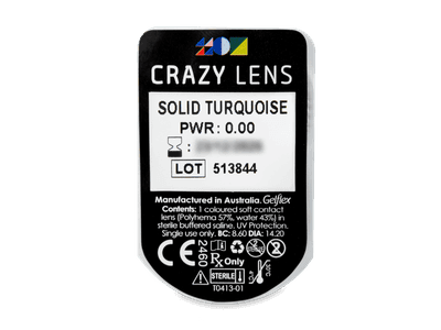 CRAZY LENS - Solid Turquoise - Tageslinsen ohne Stärke (2 Linsen) - Blister Vorschau