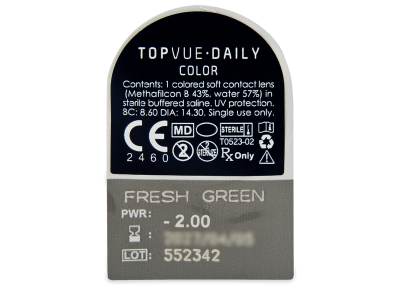 TopVue Daily Color - Fresh Green - Tageslinsen mit Stärke (2 Linsen) - Blister Vorschau