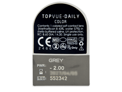 TopVue Daily Color - Grey - Tageslinsen mit Stärke (2 Linsen) - Blister Vorschau