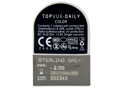 TopVue Daily Color - Sterling Grey - Tageslinsen mit Stärke (2 Linsen) - Blister Vorschau