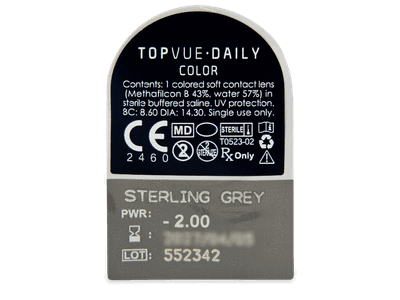 TopVue Daily Color - Sterling Grey - Tageslinsen mit Stärke (2 Linsen) - Blister Vorschau