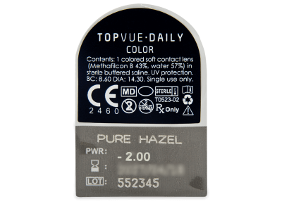 TopVue Daily Color - Pure Hazel - Tageslinsen mit Stärke (2 Linsen) - Blister Vorschau