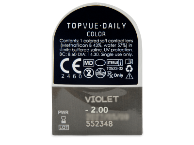 TopVue Daily Color - Violet - Tageslinsen mit Stärke (2 Linsen) - Blister Vorschau