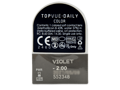 TopVue Daily Color - Violet - Tageslinsen mit Stärke (2 Linsen) - Blister Vorschau