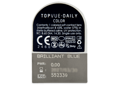 TopVue Daily Color - Brilliant Blue - Tageslinsen ohne Stärke (2 Linsen) - Blister Vorschau