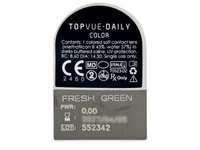 TopVue Daily Color - Fresh Green - Tageslinsen ohne Stärke (2 Linsen) - Blister Vorschau