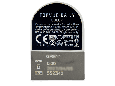 TopVue Daily Color - Grey - Tageslinsen ohne Stärke (2 Linsen) - Blister Vorschau