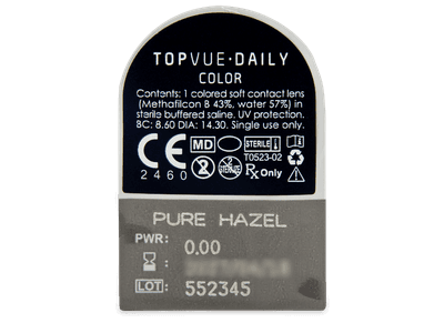 TopVue Daily Color - Pure Hazel - Tageslinsen ohne Stärke (2 Linsen) - Blister Vorschau