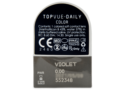 TopVue Daily Color - Violet - Tageslinsen ohne Stärke (2 Linsen) - Blister Vorschau