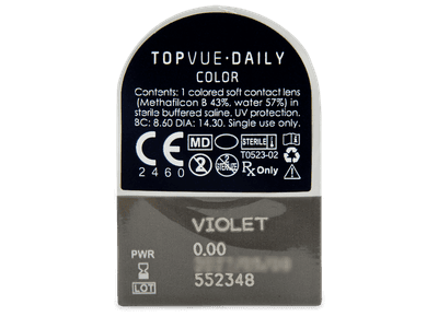 TopVue Daily Color - Violet - Tageslinsen ohne Stärke (2 Linsen) - Blister Vorschau