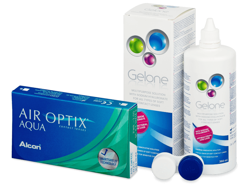 Air Optix Aqua (6 Linsen) + Gelone 360 ml - Spar-Set
