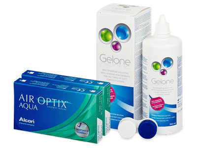 Air Optix Aqua (2x3 Linsen) + Gelone 360 ml - Spar-Set