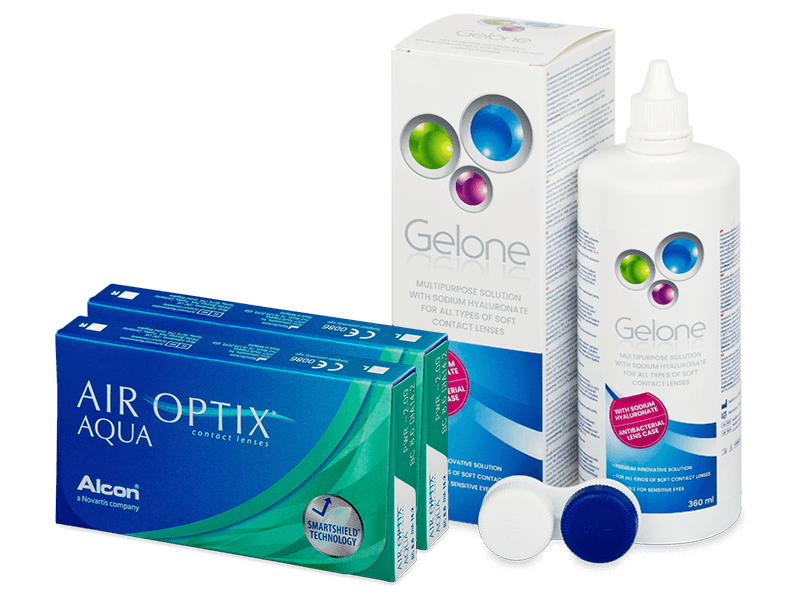 Air Optix Aqua (2x3 Linsen) + Gelone 360 ml - Spar-Set