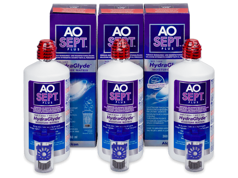 Pflegemittel AO SEPT PLUS HydraGlyde 3 x 360 ml - Pflegelösung – 3er Pack