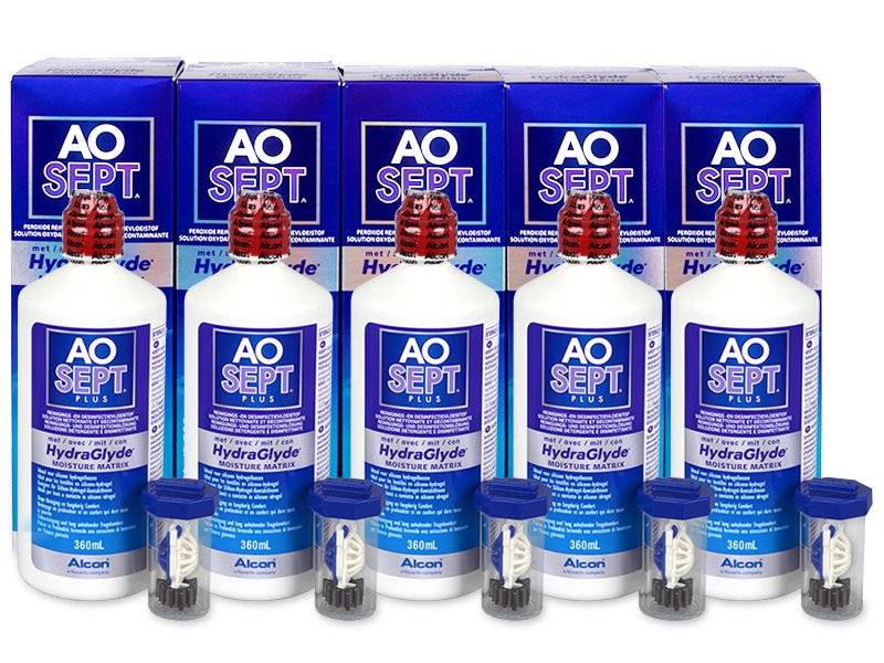 Pflegemittel AO SEPT PLUS HydraGlyde 5 x 360 ml - Economy 5-pack - solution
